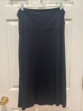 Yala Black Midi Fold-Over Waist Skirt